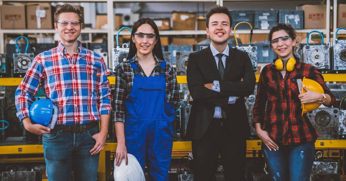 group of younger manufacturing workers