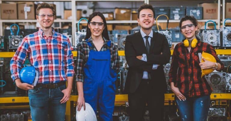 group of younger manufacturing workers