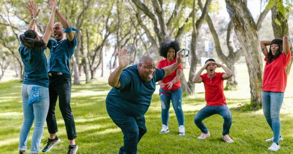 team building event ring toss celebration